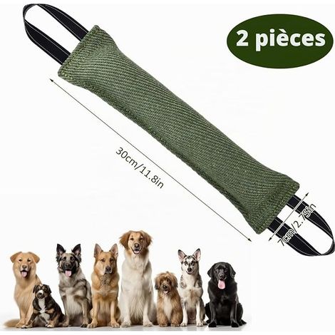 Boudin À Mordre Jouet pour Chien 30 cm Boudin Mordant Chiens Jouet Remorqueur Morsure Chien Jouet Interactif entraînement pour Chiens avec Anses pour Tir à Corde et Récupération Noir (1/4)