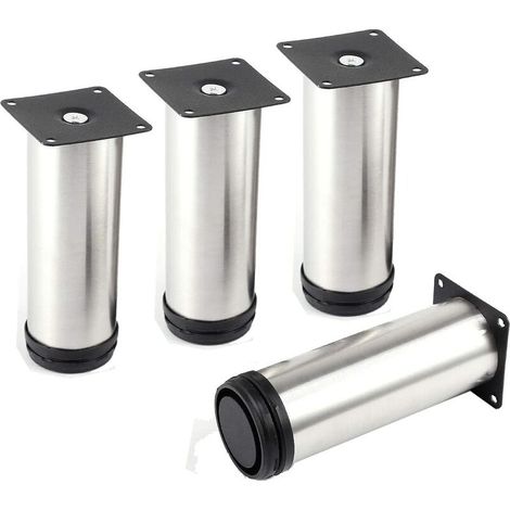 Pieds de meuble en métal de 15,2 cm, 4 pieds de table droits en métal avec protections en caoutchouc et vis, meuble de bricolage, canapé, chaise, pieds en acier inoxydable (1/5)