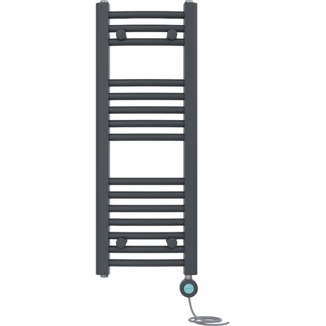 Pre-filled Electric Curved Heated Towel Rail Radiator Thermostatic 800x300mm Anthracite (1/5)