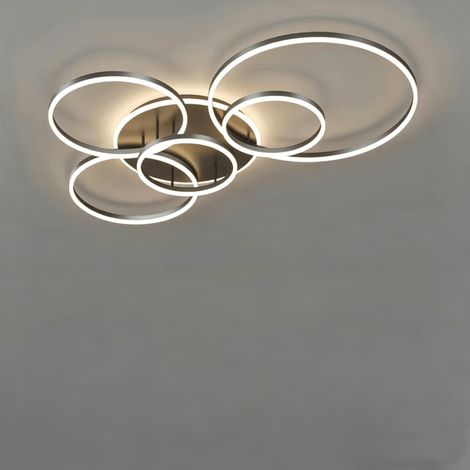 Lampe plafonnier LED acrylique anneau – 3 modes d’éclairage – usage intérieur salon et chambre,Noir (1/5)