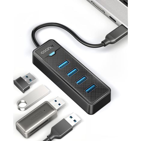 Hub USB C, 4 Ports Hub USB 3.0 Portable avec 5Gbps Transmission pour MacBook Air/Pro Mac Pro/Mini, iMac, Linux, Windows, Mac OS, Clés USB etc. (1/5)