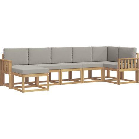 Set di divani da esterno 7 pz 7-Posti Bianco e Grigio Chiaro vidaXL (1/5)