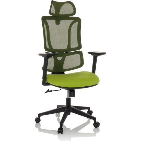 Chaise de bureau / chaise pivotante ERGOMY assise tissu / dossier résille vert mybuero