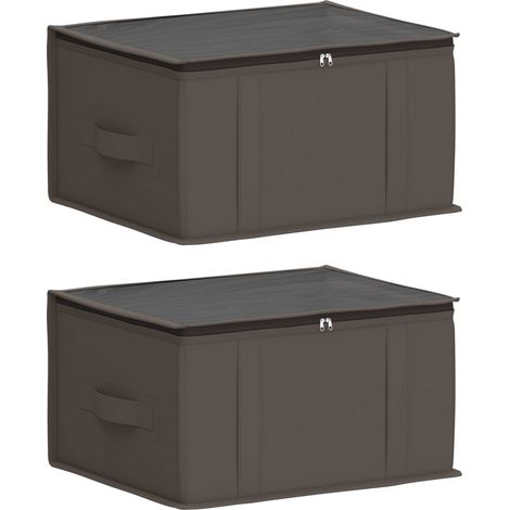 Storage Box with Transparent Top Window 2 pcs Grey vidaXL