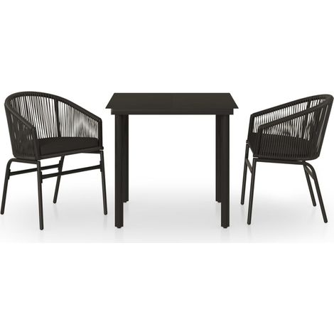 Ensemble à manger de jardin 3 pcs，Salon de jardin Noir CFW49070 (1/5)