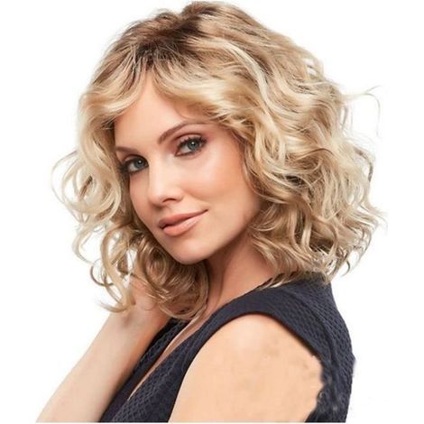 (Mischung aus Braun- und Blondtönen) Kurze blonde Perücke, natürliche kurze blonde Perücke für Damen, Kunsthaarperücke für Damen (Mischung aus Braun- und Blondtönen) (1/4)