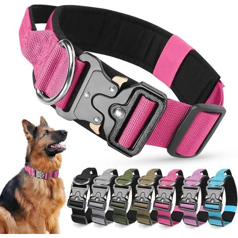 Collar táctico para perro - Ajustable - Rosa - L (1/5)