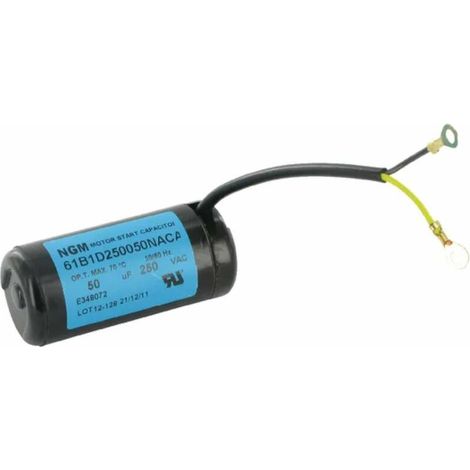 Condensateur de démarrage universel avec câble 2 fils 50µF 250V Ø37mm longueur 82mm Permanent Moteur Appareils Electriques Ménagers Connecteur