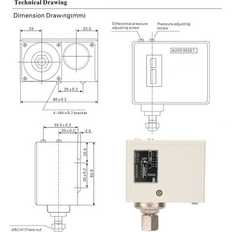 Interrupteur de pression électronique G1/4'' femelle pour pompe à air/eau et compresseur (1/5)