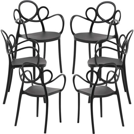 Packs Sillas Jardín - Pack 6 Sillas Sky con Reposabrazos - Negro (1/5)