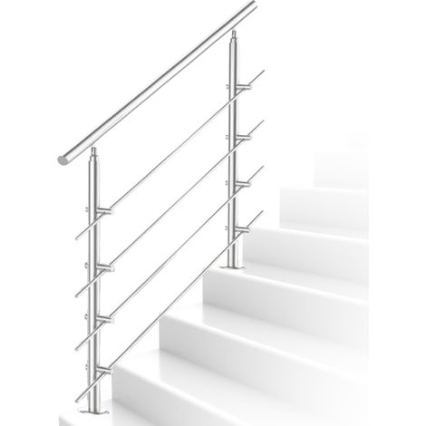 Randaco Ringhiera 100 cm acciaio inox 4 binari corrimano balaustra aiuto scala balcone interno esterno (1/5)