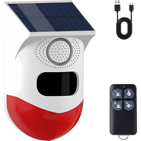 Détecteur de mouvement extérieur solaire et Wi-Fi. détecteur de présence infrarouge sans fil. son de 120 dB et étanchéité IP65. pour garage. jardin et bureau (1/4)