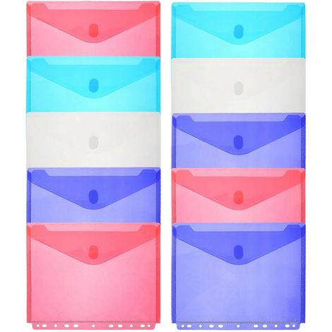 Lot de 10 pochettes de rangement colorées pour documents, enveloppes et classeurs.-29X23.6CM (1/3)