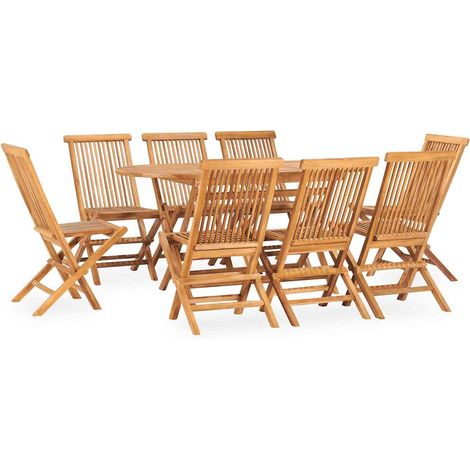 Ensemble à manger d'extérieur pliable 9 pcs-Salon de jardin Bois solide de teck 587457 (1/5)