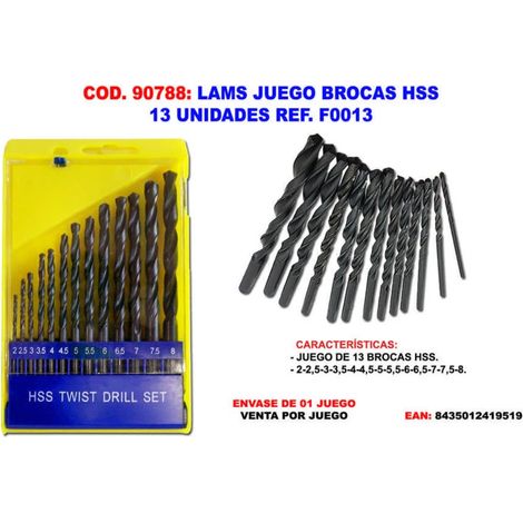 FPLUS lams juego brocas hss 13 unidades f0013 , lams juego brocas hss 13 unidades f0013