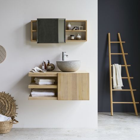 Meuble Salle de bain en bois de Teck 90 Typo (1/5)