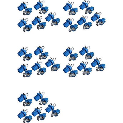 Lot de 50 ampoules LED bleues pour tableau de bord, B8-5D T5, avec support, pour éclairage automobile. (1/5)