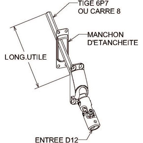 Bloc Guide Volet Roulant 60° + Genouillère 6P7 - Tige 165mm - ZF