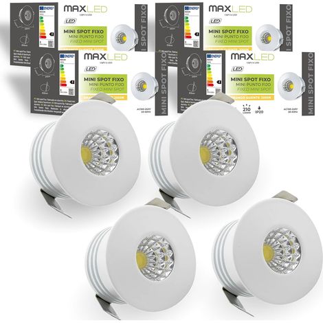 4x Mini Spots LED Encastrables 3W 210lm Petits Spots Encastrables Plafond Ø40mm Blanc Chaud 3000K Spots COB Encastrables pour Plafond Diamètre D'encastrement Φ35mm Aluminium (1/5)