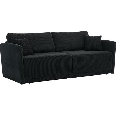 Canapé convertible en velours côtelé 3 places beige, multifonction pour salon et bureau (1/5)
