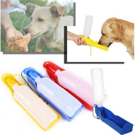 TrAdE Shop Traesio - Borraccia Con Scodella Portatile Per Cani Gatti Bottiglia Salvagoccia 300ml - (1/5)