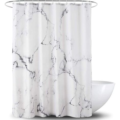Rideau De Douche - Effet Marbre - Gris Et Blanc - Imperméable - 12 Œillets Métalliques Antirouille - Dessous Lesté - 180 X 180 Cm - 1 Pièce (1/5)