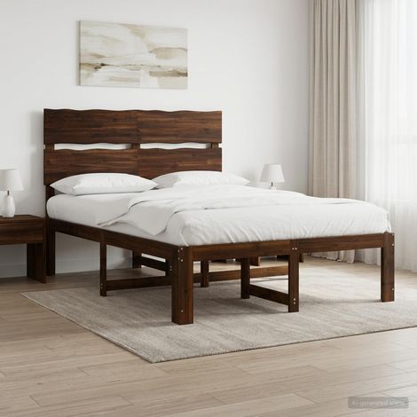 vidaXL Cama doble con cabecero ROSTOCK Marrón Oscuro 135 x 190 cm (1/5)