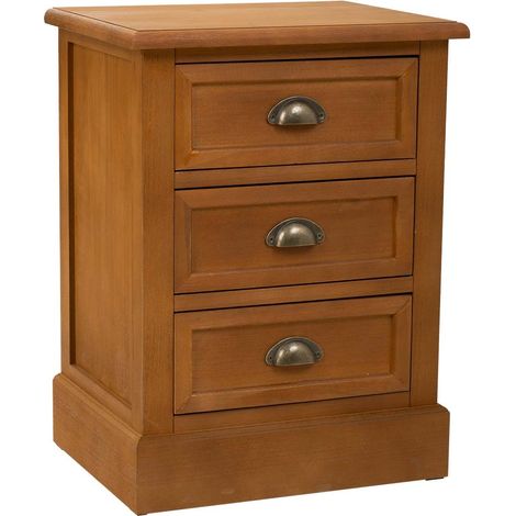Mesita de madera de 3 cajones marron 45x35x60 (1/5)