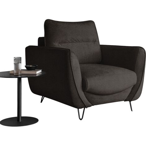 Fauteuil en velours ZURIK – Confort et style intemporel-Marron foncé (1/5)