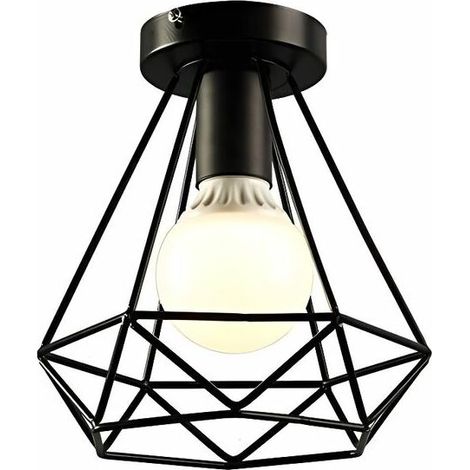 EASYCOMFORT Lustre Suspension Industriel en Fer Diamant - Plafonnier Rétro pour Couloir, Entrée (sans Source Lumineuse) (1/5)