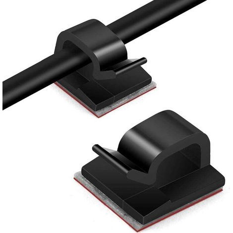 Lot de 50 attaches de câbles autocollantes noires pour la gestion des câbles (1/5)