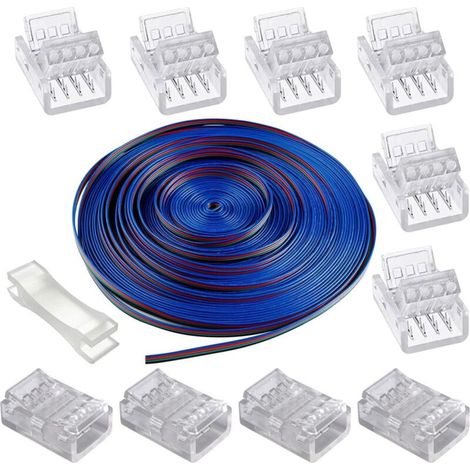 Cavo di prolunga per striscia LED a 4 pin da 10 m, connettore per strisce LED, cavo adattatore flessibile per connettori di strisce LED RGB 5050 3528 2835 a 4 pin da 10 mm