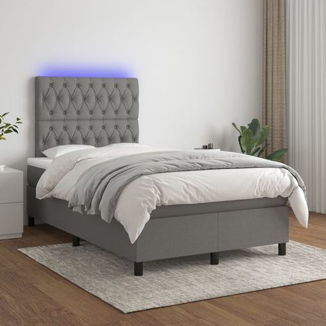 Boxspringbett mit Matratze & LED Dunkelgrau 120x200 cm Stoff (1/5)