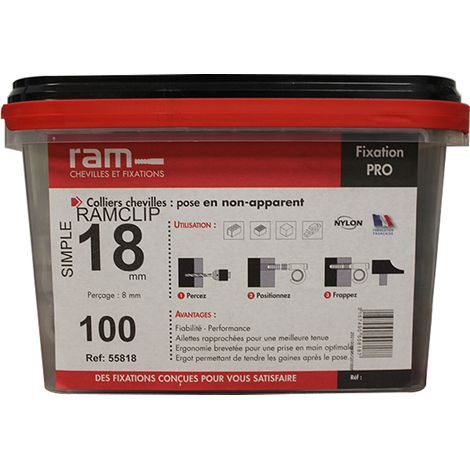 COLLIER RAMCLIP SIMPLE D.18 X100 POUR TUBE PER R.A.M 55818 (1/3)