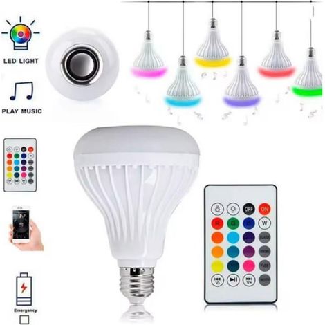 Ampoule Intelligente RGB Sans Fil Bluetooth, Lecture de Musique, Intensité Variable, avec Télécommande,1 x ampoule 1 x télécommande (1/5)
