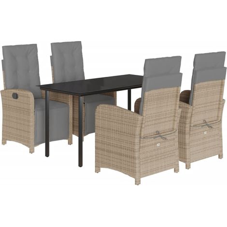Maison Exclusive - 5-tlg. Garten-Essgruppe mit Kissen Beige Poly