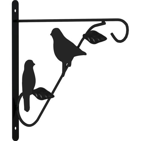 Set di 4 supporti per cesto appeso 29,5 x 26 cm versatili decorativi da giardino in acciaio nero 020046617