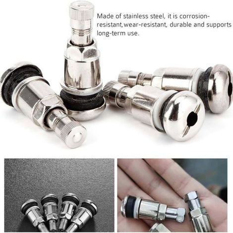 Valves pneu tubeless métal argent 11.3mm, lot de 8 extensions adaptateur pour jantes aluminium voiture (1/5)