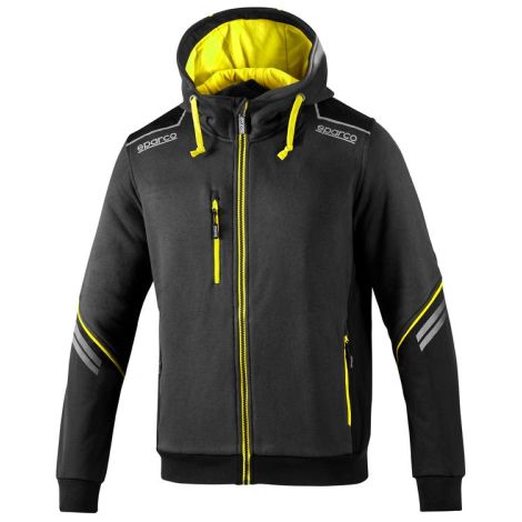 Sweat a' capuche Sparco DC Tech a' capuche entie'rement zippe' Taille. XXXL Manches renforce'es gris fonce'/jaune fluo avec inserts anti-abrasion et re'fle'chissants Grigio scuro/giallo XXXL