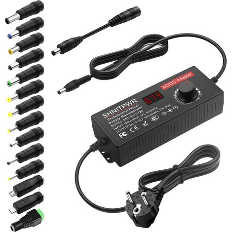 Bloc d'alimentation Universel 3,5V  12V 120W 10A Adaptateur AC/DC, avec 14 adaptateurs pour appareils électroniques de 3,5 V à 12V, Cadre Photo, Appareil Photo bébé et Bande LED (1/5)