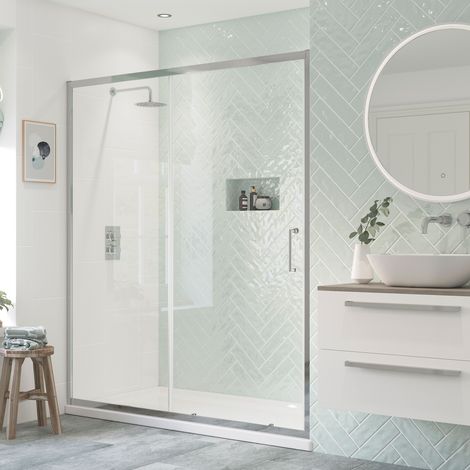 Signature Inca Sliding Shower Door 1500mm Wide - 8mm Glass (1/4)