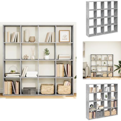 Bibliothèque gris béton 137,5x29x137,5 cm bois d'ingénierie - Armoire À Livres - Armoires À Livres - Bibliothèque - Armoire De Rangement (1/5)