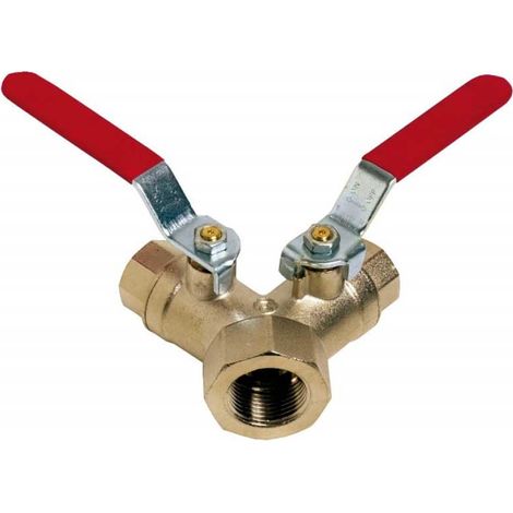 Sferaco – Vanne à sphère laiton 3 voies en Y – Femelle 1/2" (15/21) sortie 3/8" (12/17) – Passage réduit pour réseaux d’eau et chauffage