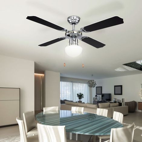 Ventilatore da soffitto a LED con luce, interruttore a catenella, 3 velocità avanti/indietro, pale reversibili, diametro 106,6 cm, per soggiorno e camera da letto. (1/5)