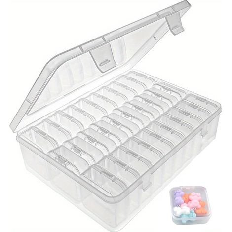 30 Pièces Boîte de Rangement en Plastique Transparent avec Couvercle à Charnière et Rectangulaire, Mini Boîte de Rangement, Petit Organisateur de Perles pour Bijoux, Pilules (Blanc)