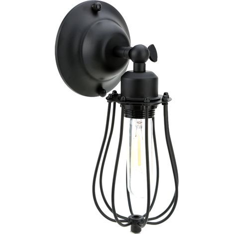 applique murale intérieure-Lampadaire vintage murale avec base E27 pour ambiance retro et décorative – Installation murale pour salon, chambre et loft – Support pour ampoule LED et ajustable (sans amp (1/5)