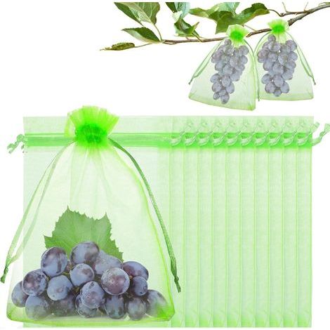 50 grüne Obst- und Traubenschutzbeutel, 15 x 20 cm, Netzbeutel mit Kordelzug, wiederverwendbares insektensicheres Netz für Obst, Gemüse und Garten (1/5)