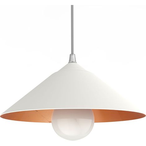 LUMICOM  CHAPEAU Sospensione, 1XE27, max 42W, metallo, bianco opaco/foglia rame, D25cm