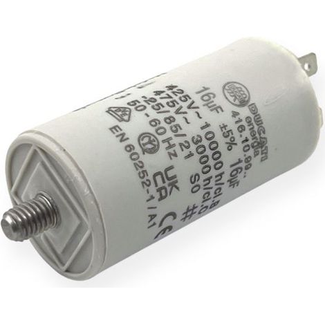 Ducati Energia – Condensateur permanent 16µF à cosses Faston 6,3mm – Ø36x70mm – Homologué VDE EN60252-1 – Pour moteurs électriques 220V (1/3)