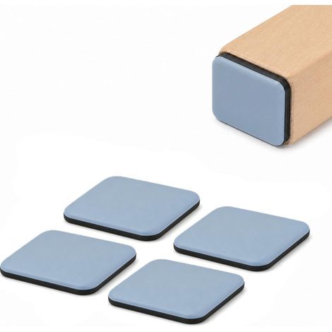Lot de 4 glissières en téflon autocollantes 50×50 mm, protège les sols, absorbe les bruits, pour meubles lourds (1/5)